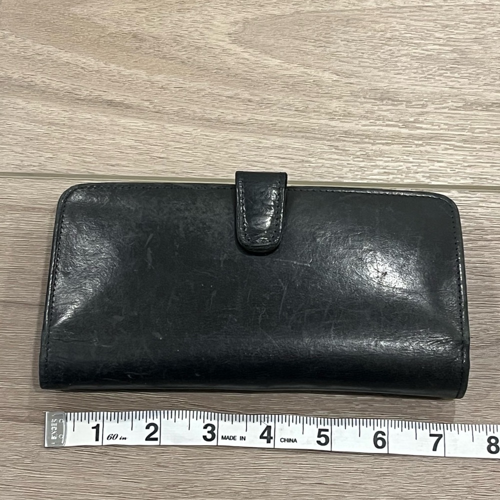 VTG Coach Black Leather Long Bifold Kiss Lock Continental Wallet Coin Checkbook - Picture 8 of 9